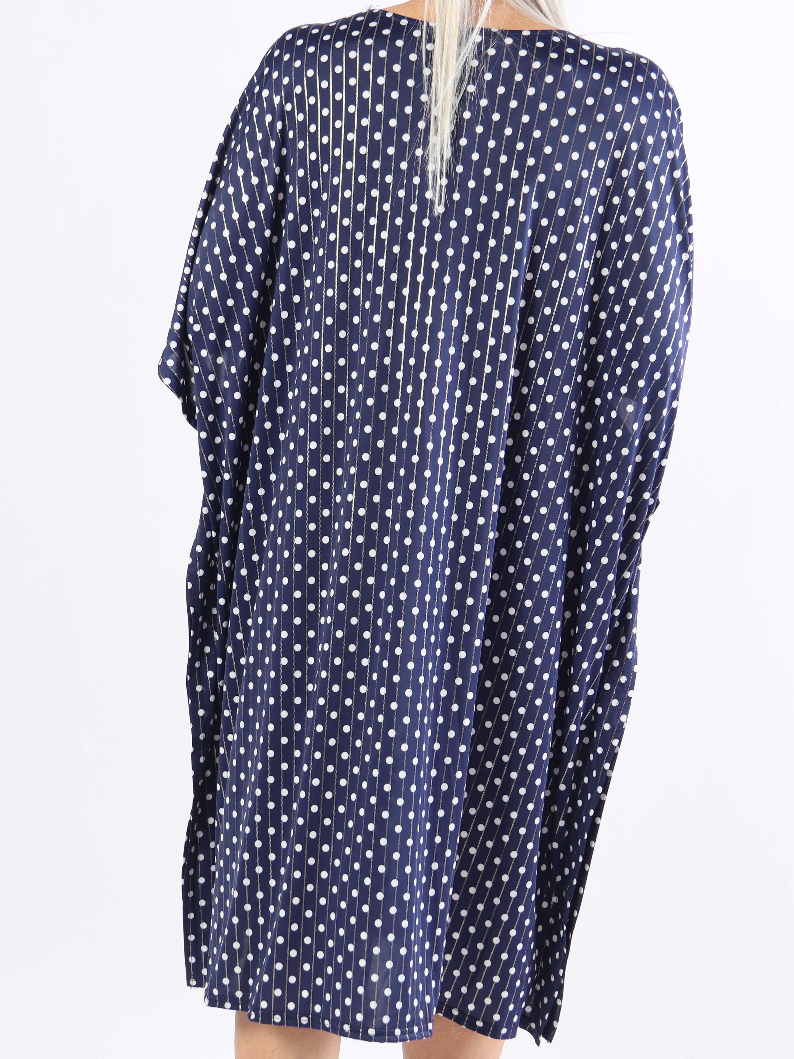 Azmina Dot - Elastisk plus size tunikakjole i loose fit